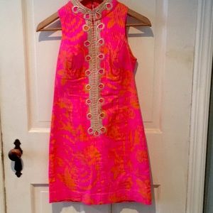 Lilly Pulitzer mini dress- hot pink and orange flowers